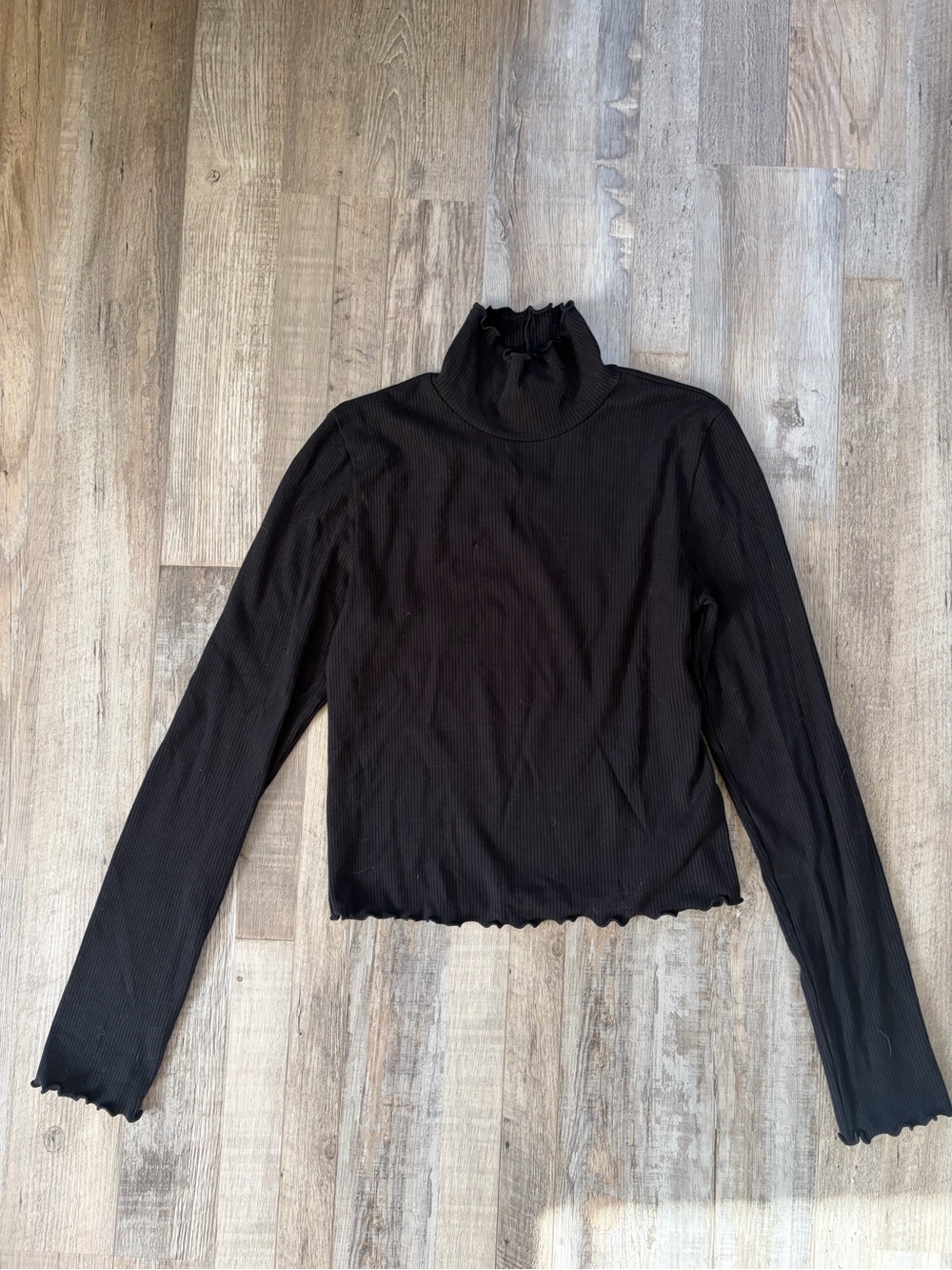 Aritzia Sunday Best Black Long-Sleeve Ribbed Mock Neck Top